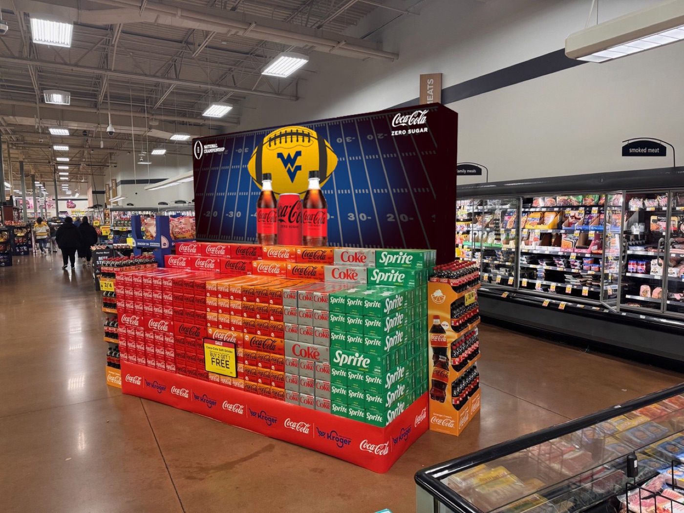 Football-season display shown in a store aisle