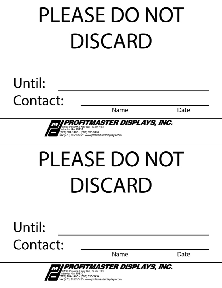 Current Do Not Discard insert